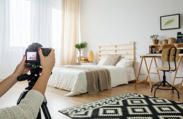 taking a photo of a hotel room