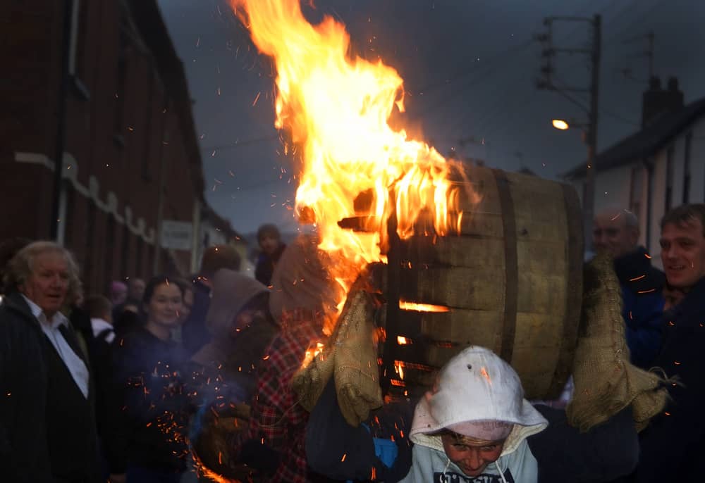 flaming tar barrels