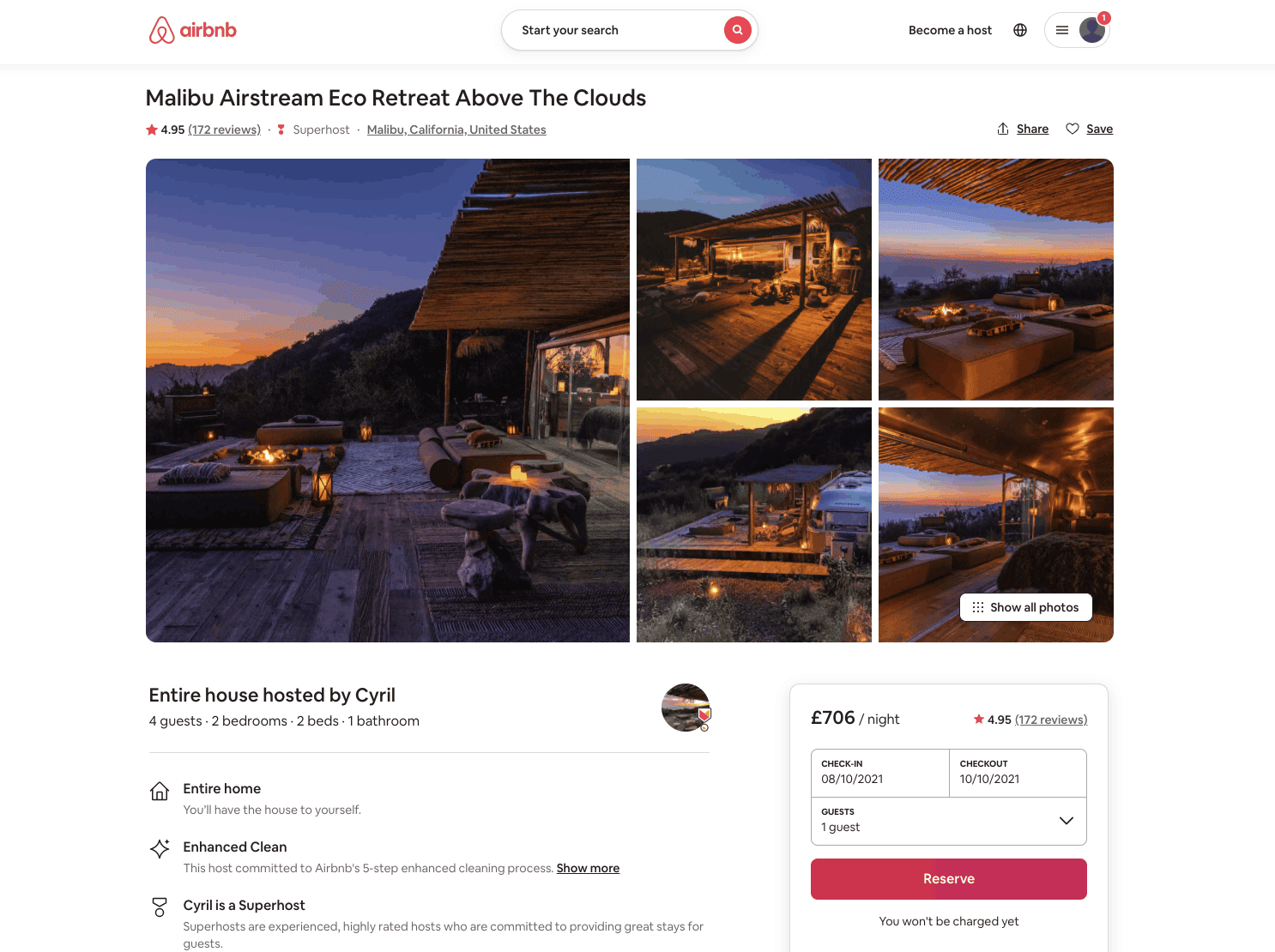airbnb property listing example USA