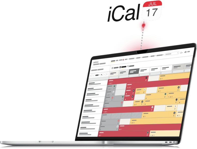 iCal working with eviivo booking calendar on laptop screen